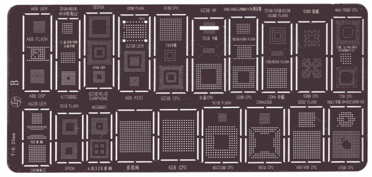 Schablone für BGA-Schaltung Reflow Typ E