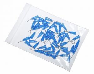 45° gebogene Dosiernadeln mit Edelstahlkanüle blau 22G 50 Stk