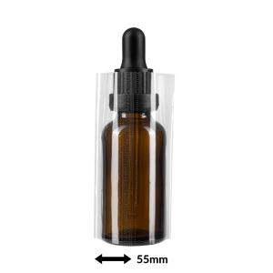 Transparente Schrumpffolie 70x55mm mit Perforation für Flaschen und Verpackungen, Durchmesser bis 34mm