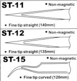 Antimagnetische Pinzette aus Edelstahl VETUS HRC40° ST-11