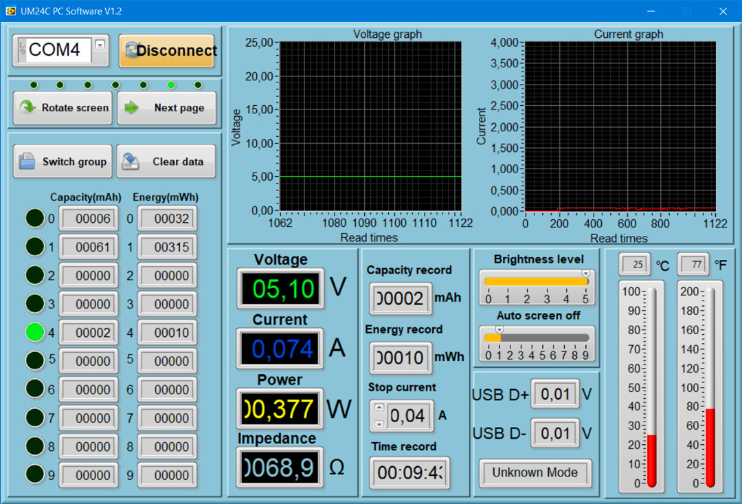 Professionelles USB-Multimeter mit Farb-LCD, PC-Software, Bluetooth