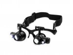 Lupenbrille mit LED-Beleuchtung und austauschbaren Linsen und 2,5X - 25X