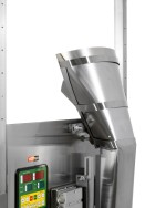 Pneumatisch angetriebenes unteres Verpackungselement für Dosiergeräte für Schüttgüter