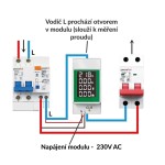 Messgerät für den Gesamt- und Momentanverbrauch von Spannung und Strom für die DIN-Schiene PZEM-008, AC 50–300 V, 100 A